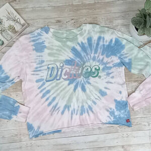 DICKIES Long Sleeve Tie‎ Dye Cropped T-Shirt Size Medium